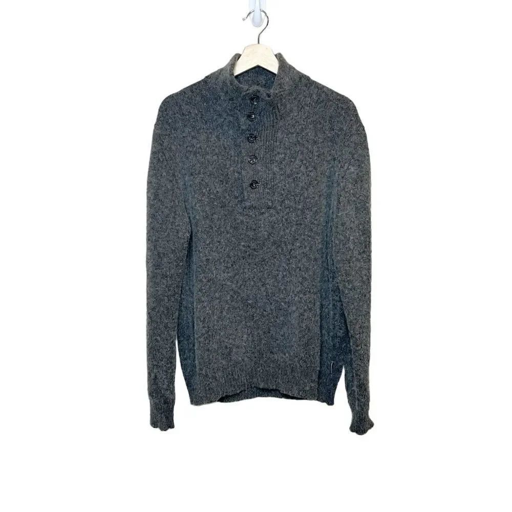 French Connection charcoal gray 1/4 button wool blend sweater size XL
